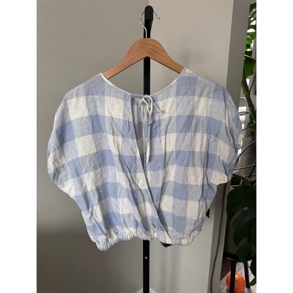 Madewell Linen-Blend Michele Bubble Top in Gingham Check - Picture 5 of 7